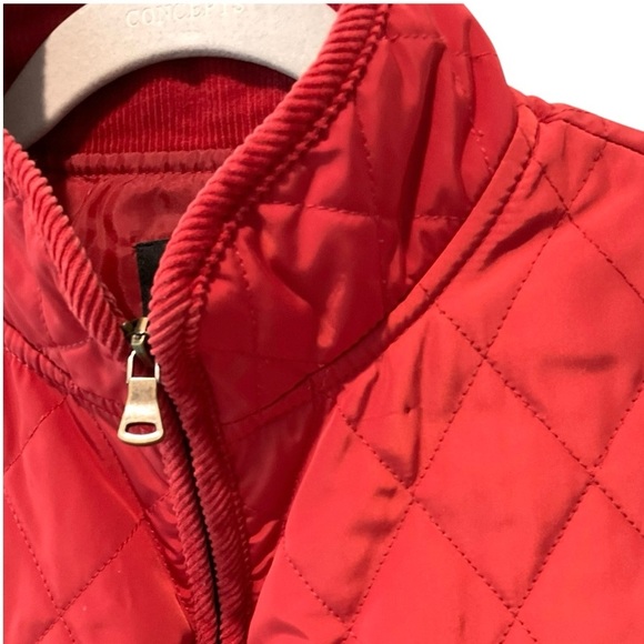 Talbots Vest Womens Medium P Orange Full Zip With Quilted Ribbed Knit Trim Snaps - Picture 5 of 6